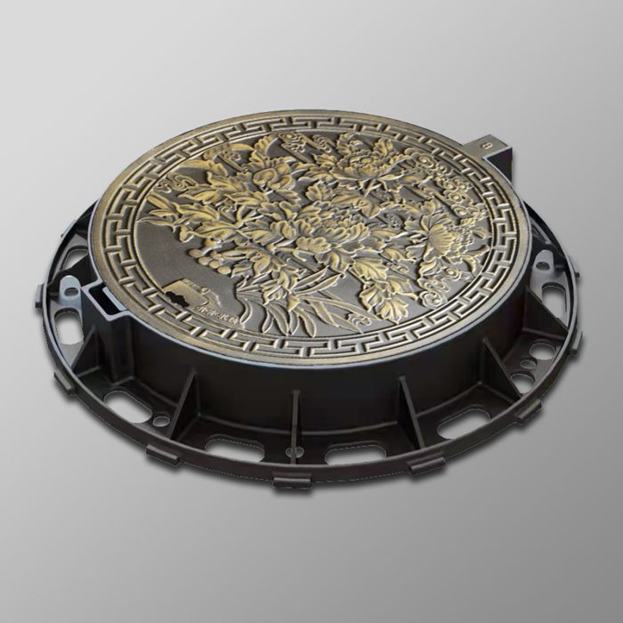 铸铁镀铜艺术井盖-Copper-plated cast iron artistic manhole cover
